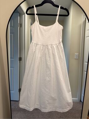 Old Navy White Midi Sundress | Sleeveless Cotton Blend Dress | Size M